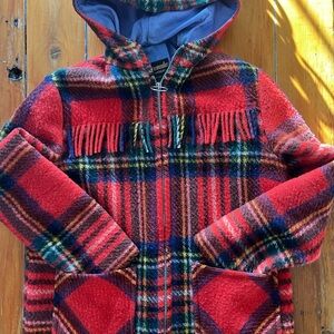 1960’s/70’s Plaid Hooded Jacket with Fringe